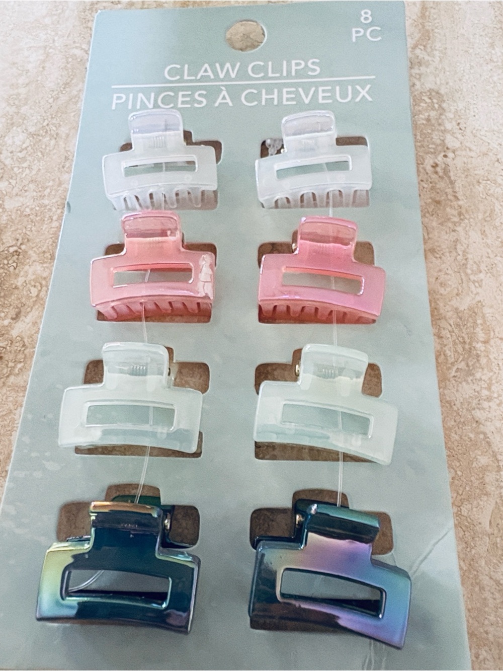 Iridescent Mini Claw Clips - 8 Pack